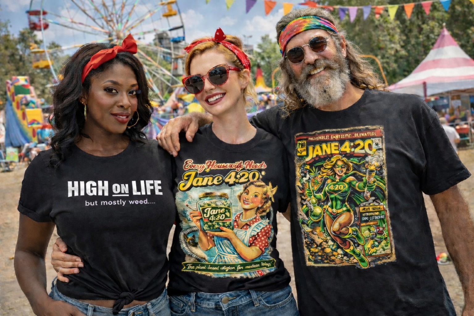 Plant Based Religion shirts at a festival